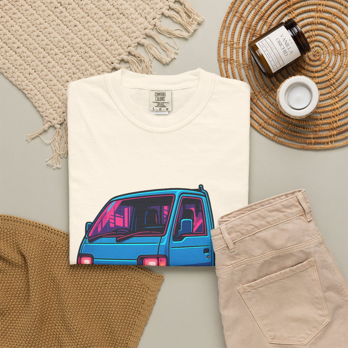 Cyber Neon Kei Truck T-Shirt — Japanese Mini Truck JDM Car Shirt