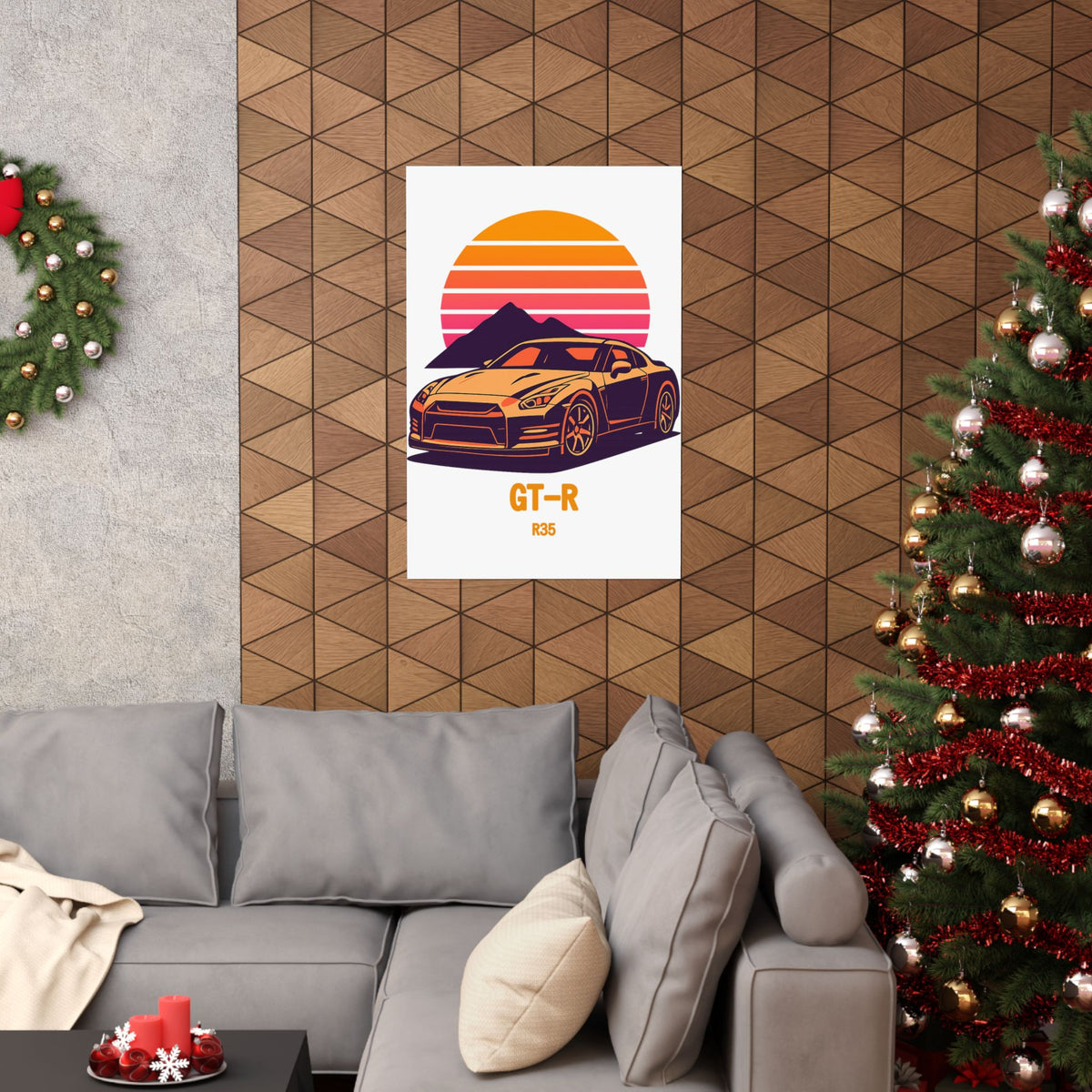 Nissan GT-R R35 Poster — Retro Sunset JDM Car Wall Art
