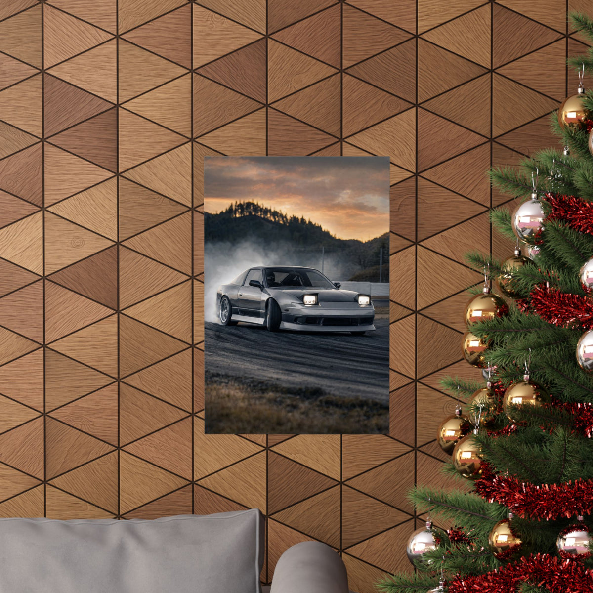 Nissan Silvia S13 Poster — Drift Smoke Photoreal JDM Wall Art