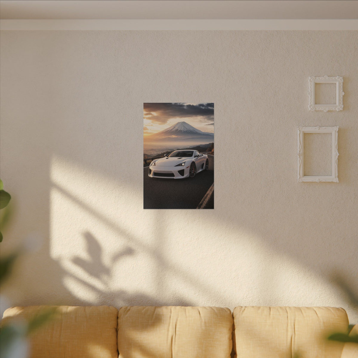Lexus LFA Canvas Wall Art — Mt. Fuji Sunrise Photoreal JDM Supercar Wall Art