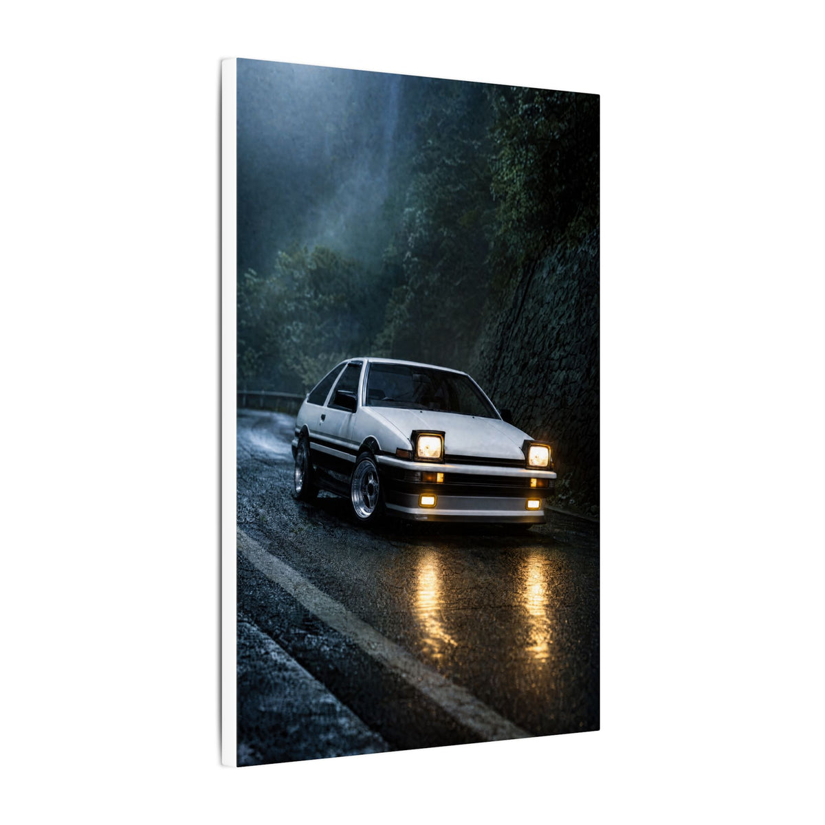 Toyota AE86 Trueno Canvas Wall Art — Midnight Mountain Pass Photoreal JDM Car Art