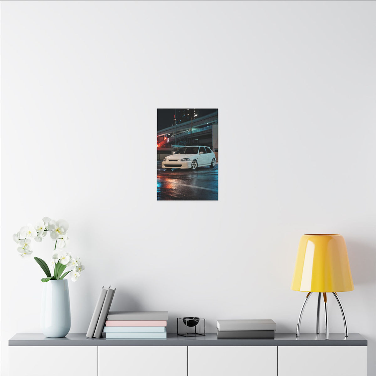 Honda Civic Type R EK9 Canvas Wall Art — Tokyo Highway Night Photoreal JDM Car Art