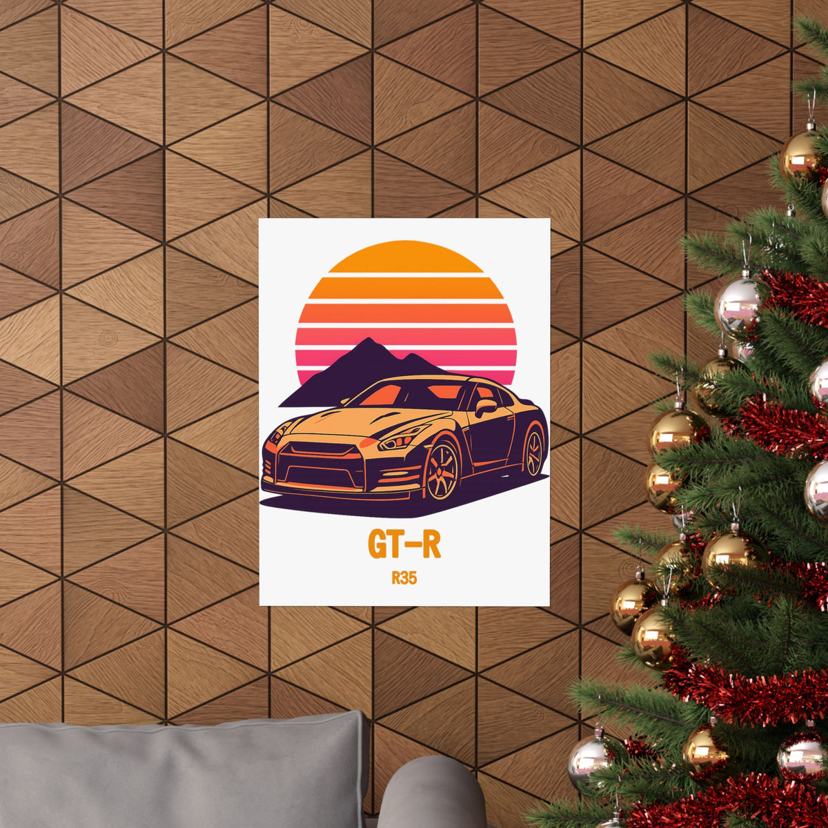 Nissan GT-R R35 Poster — Retro Sunset JDM Car Wall Art