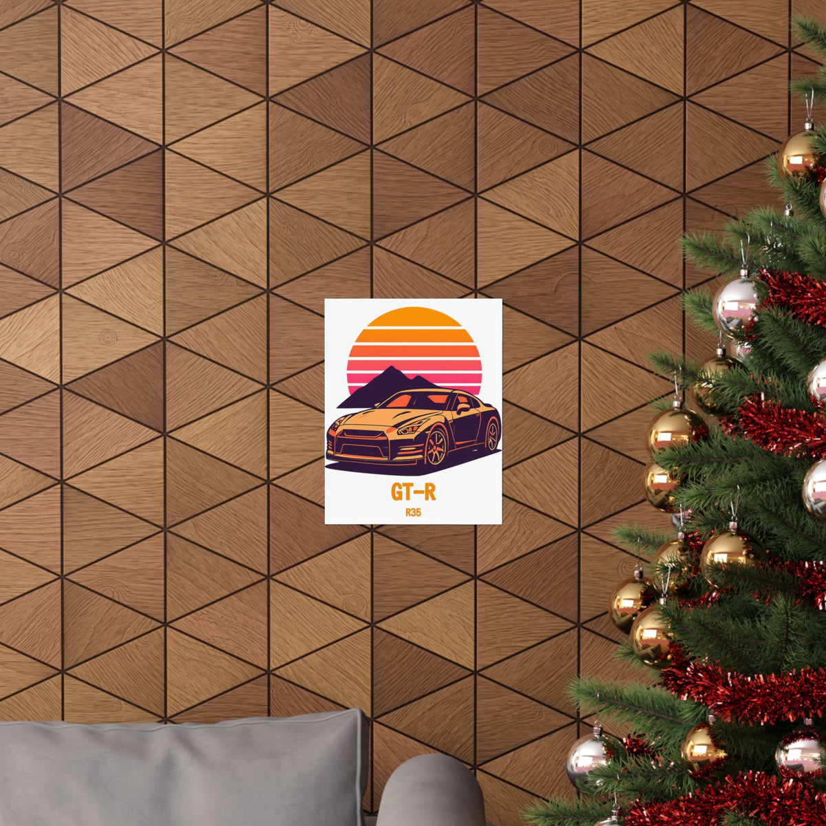 Nissan GT-R R35 Poster — Retro Sunset JDM Car Wall Art