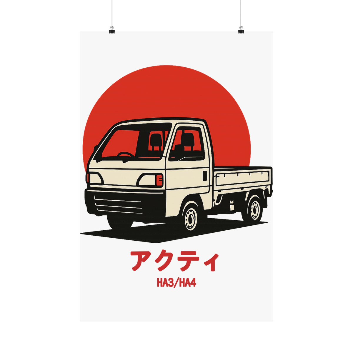 Honda Acty Kei Truck Poster — Red Sun Japanese Mini Truck Poster