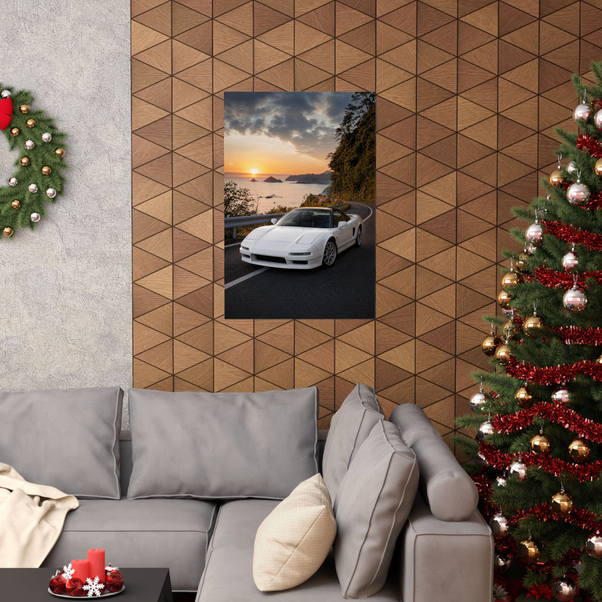 Honda NSX NA1 Poster — Coastal Sunset Photoreal JDM Wall Art
