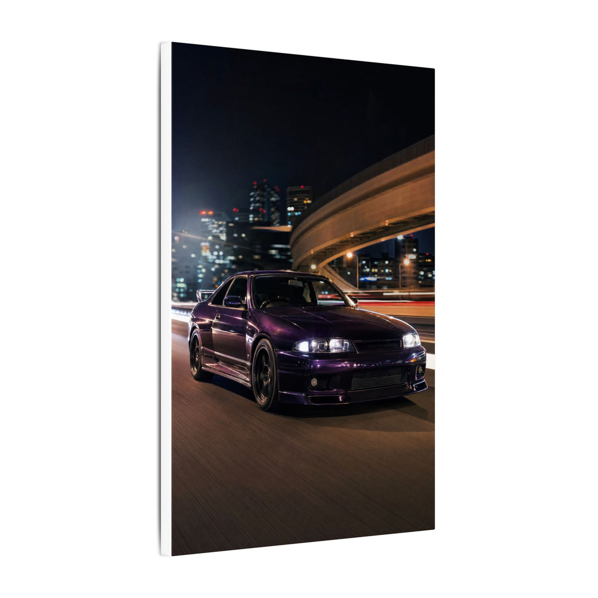 Nissan Skyline GT-R R33 Canvas Wall Art — Midnight Purple Wangan Photoreal JDM Car Art