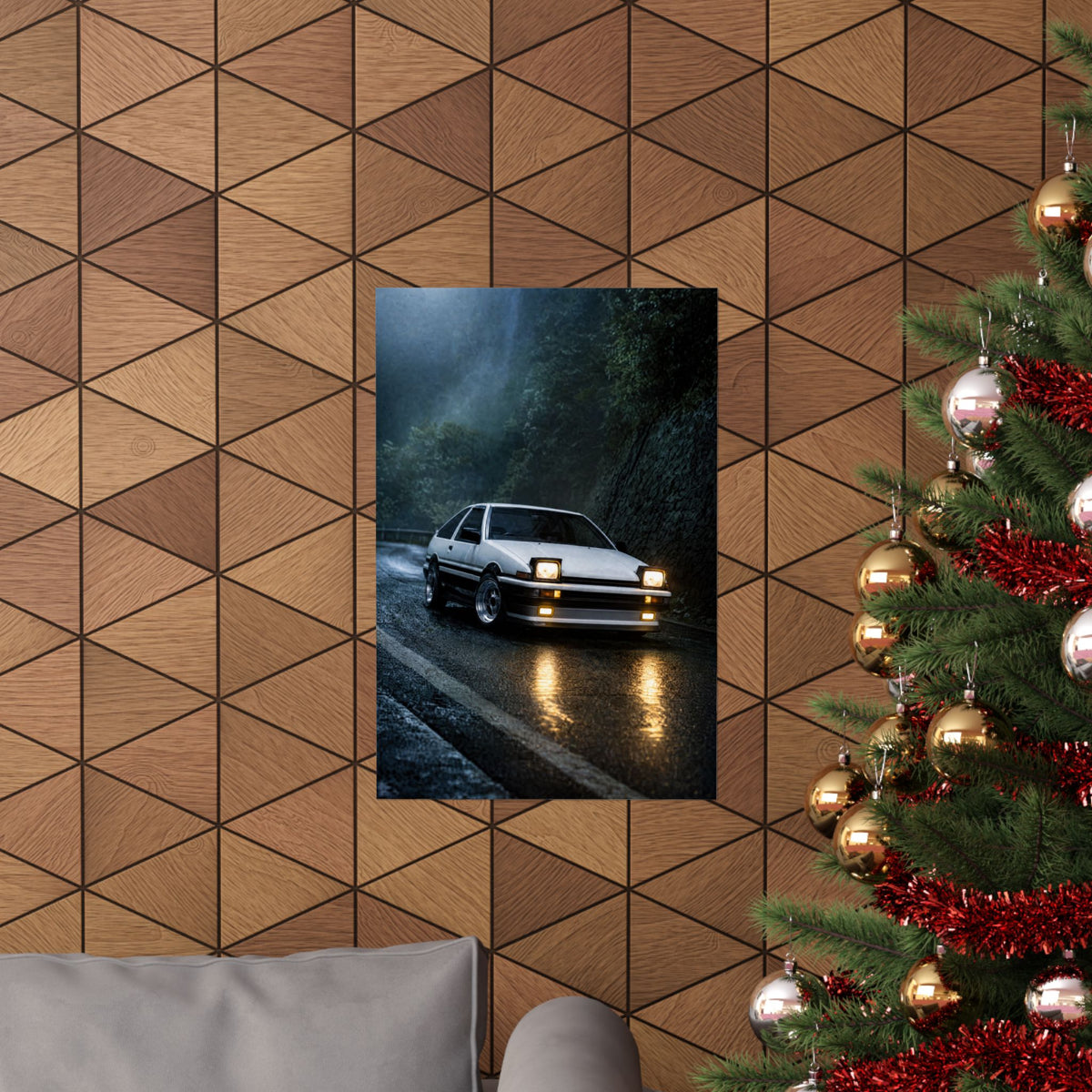 Toyota AE86 Trueno Poster — Midnight Mountain Pass Photoreal JDM Wall Art
