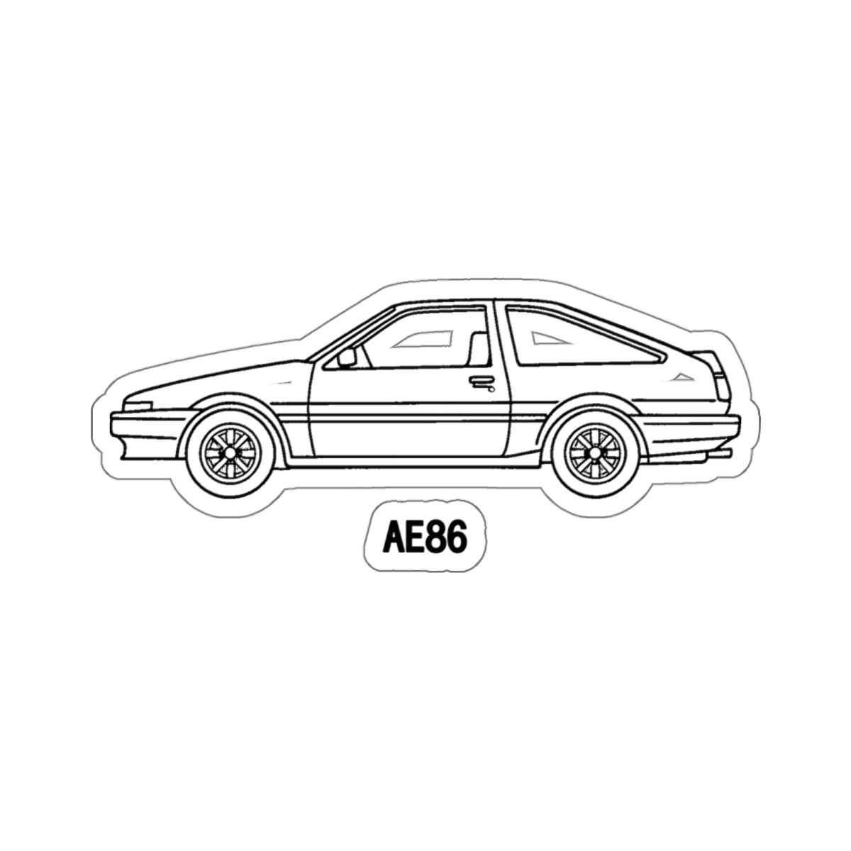 Toyota AE86 Trueno Sticker — Line Art Outline JDM Vinyl Decal