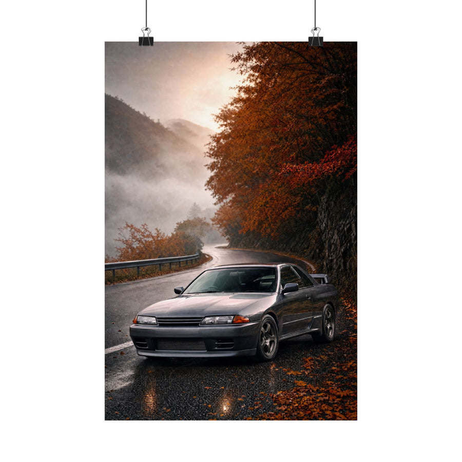 Nissan Skyline GT-R R32 Poster — Autumn Touge Photoreal JDM Wall Art