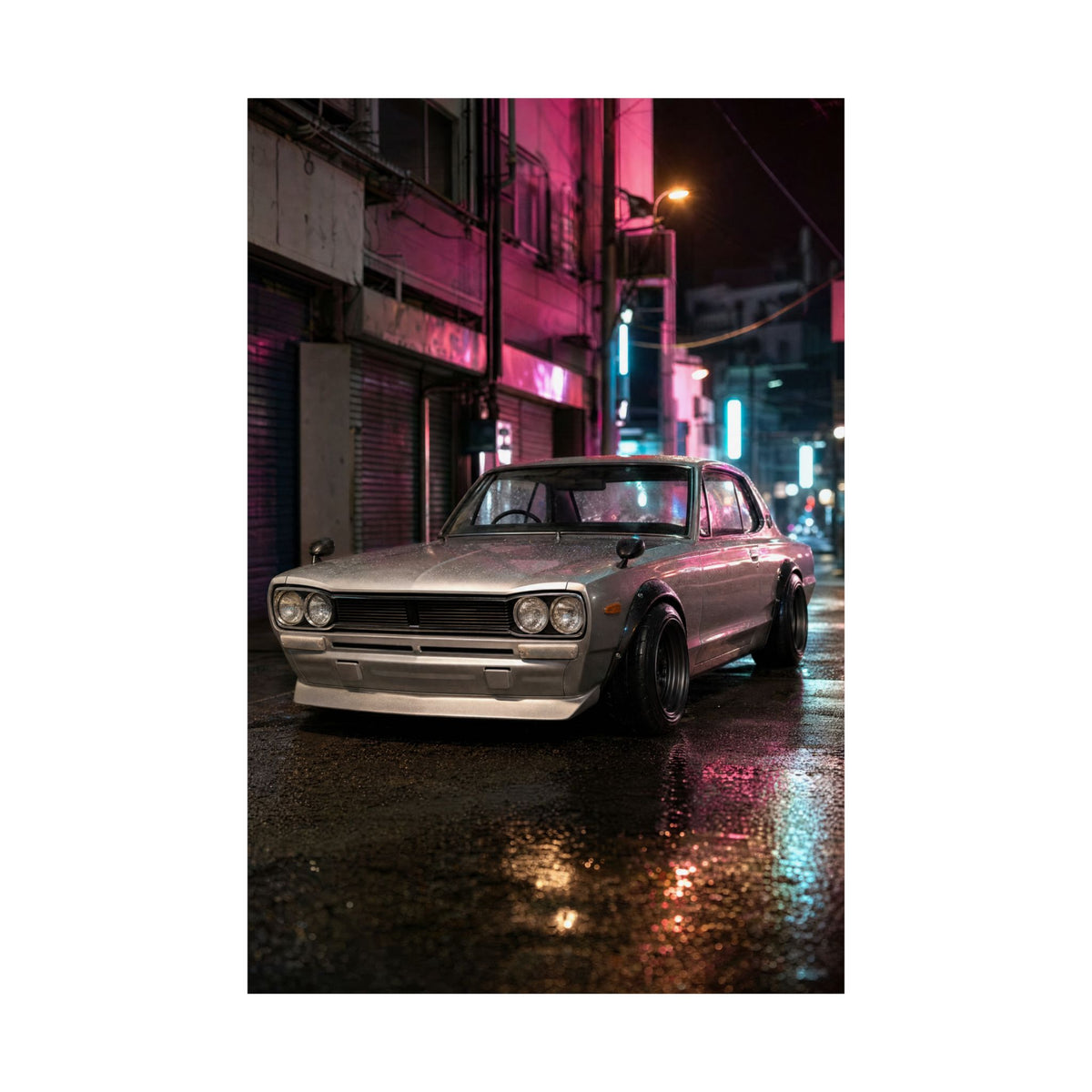 Nissan Skyline Hakosuka KPGC10 Poster — Neon Tokyo Photoreal JDM Wall Art