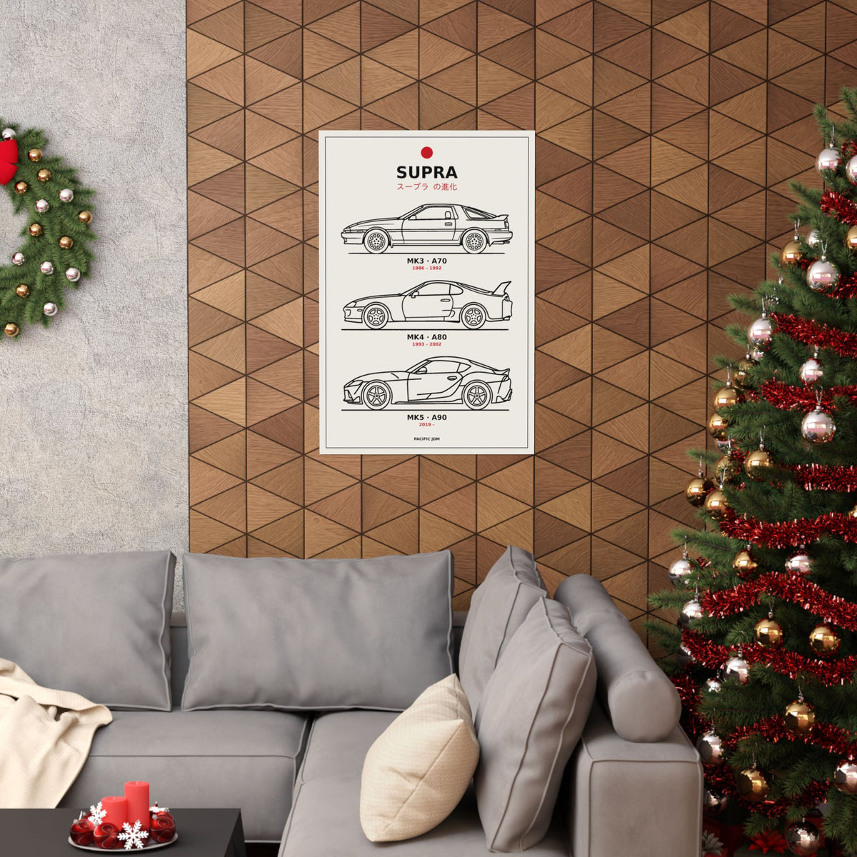 Evolution of the Toyota Supra Poster — MK3 MK4 MK5 Line Art JDM Wall Art