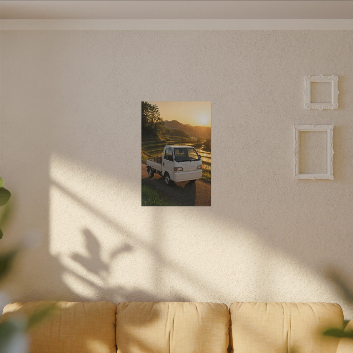Honda Acty Kei Truck Canvas Wall Art — Rice Terrace Sunset Photoreal JDM Car Art