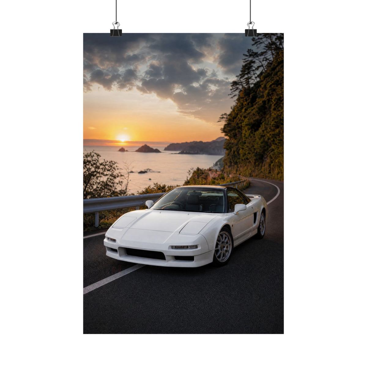 Honda NSX NA1 Poster — Coastal Sunset Photoreal JDM Wall Art