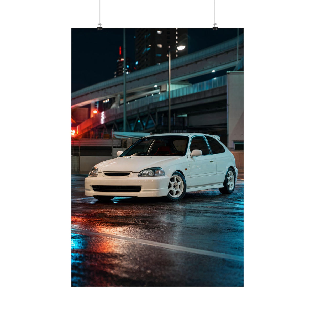 Honda Civic Type R EK9 Poster — Tokyo Highway Night Photoreal JDM Wall Art