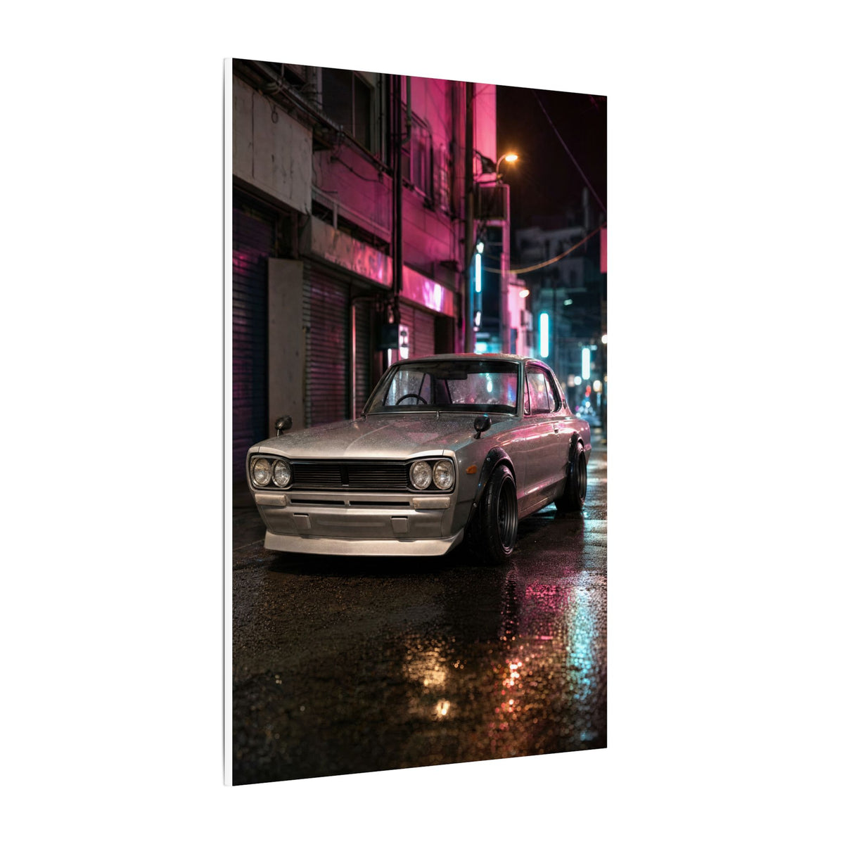Nissan Skyline Hakosuka KPGC10 Canvas Wall Art — Neon Tokyo Photoreal JDM Car Art