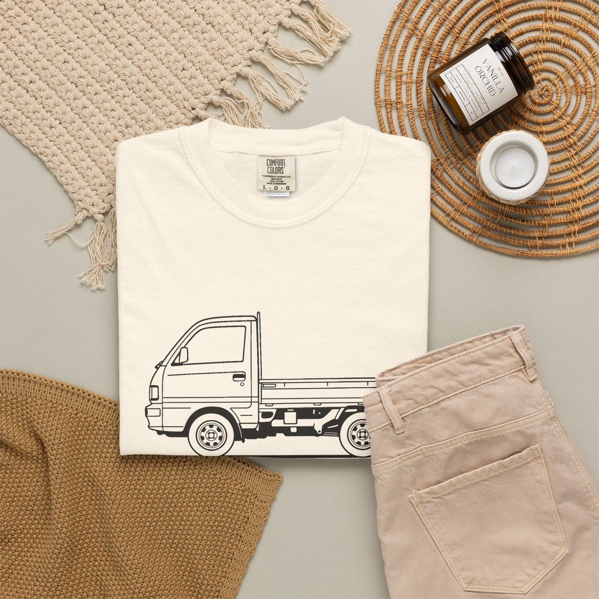 Mitsubishi Minicab Kei Truck T-Shirt — Line Art Outline Mini Truck Shirt