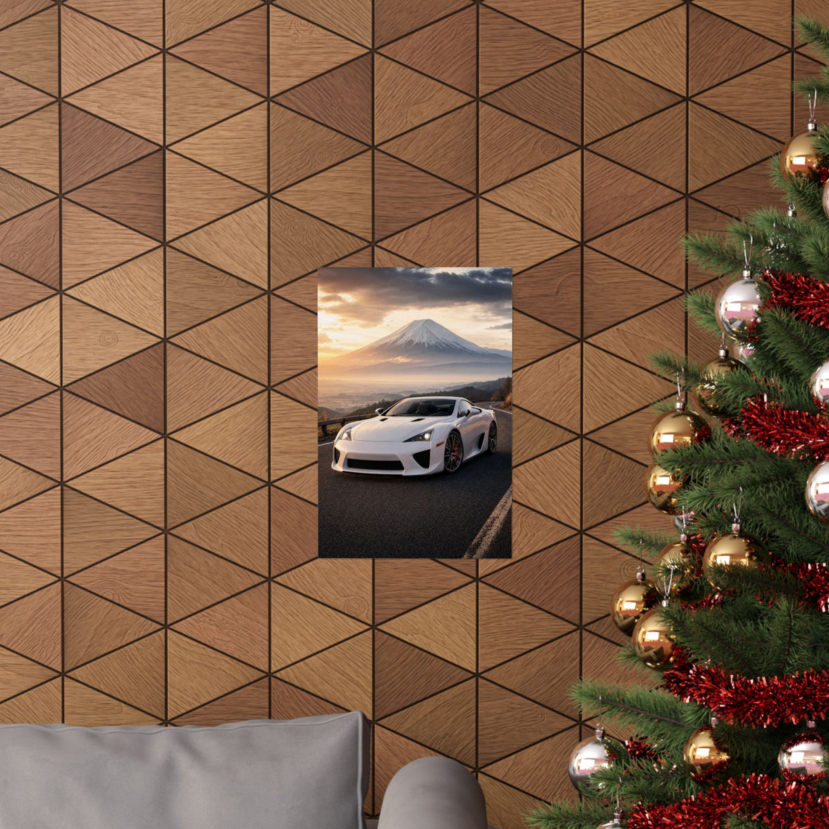 Lexus LFA Poster — Mt. Fuji Sunrise Photoreal JDM Supercar Wall Art
