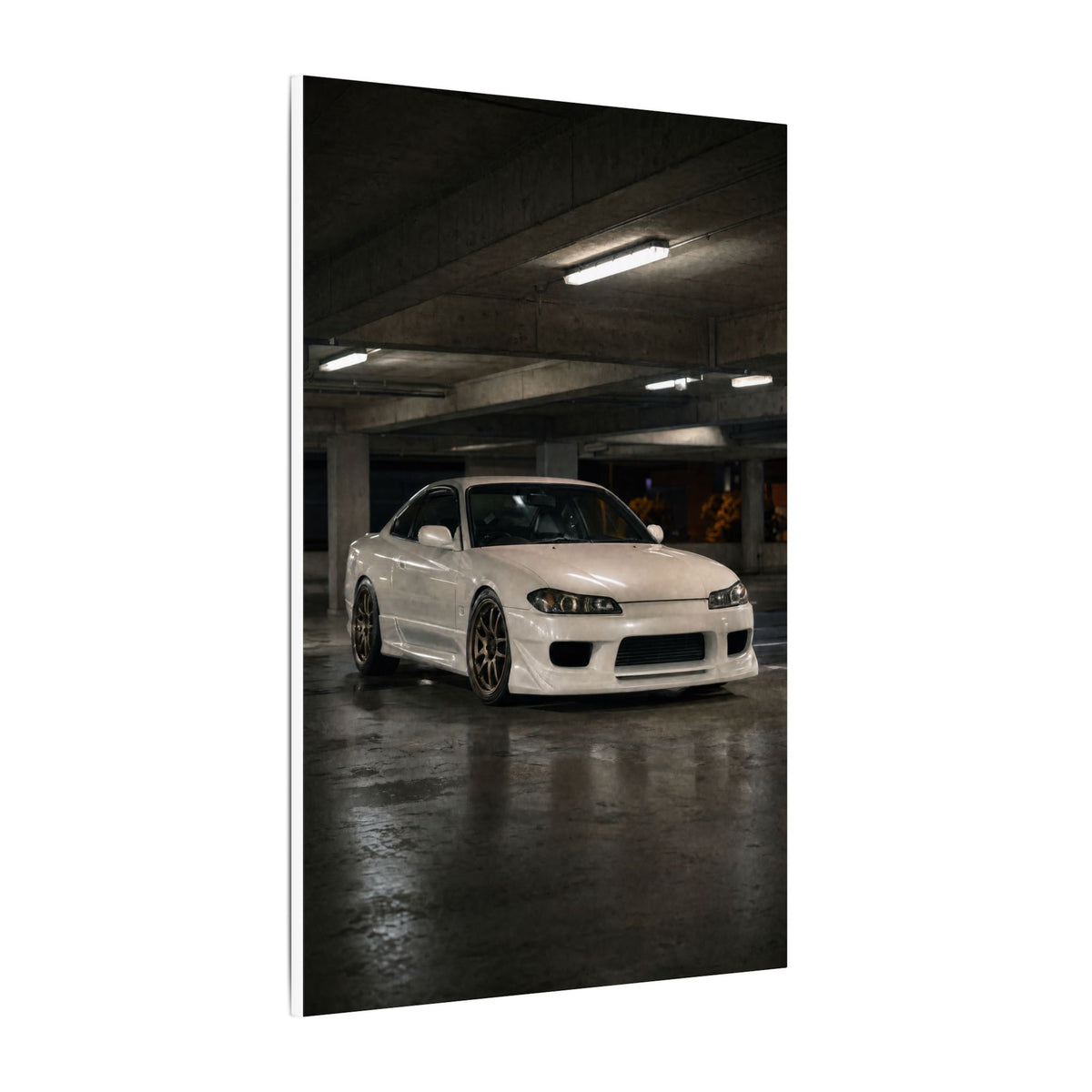 Nissan Silvia S15 Canvas Wall Art — Tokyo Parking Garage Photoreal JDM Car Art