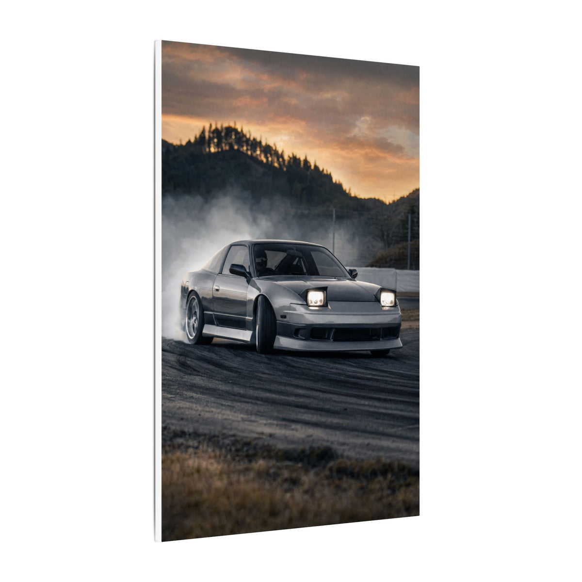 Nissan Silvia S13 Canvas Wall Art — Drift Smoke Photoreal JDM Car Art