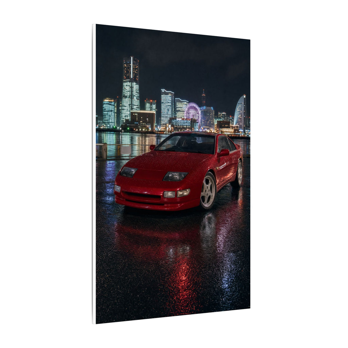 Nissan 300ZX Z32 Twin Turbo Canvas Wall Art — Yokohama Night Photoreal JDM Car Art