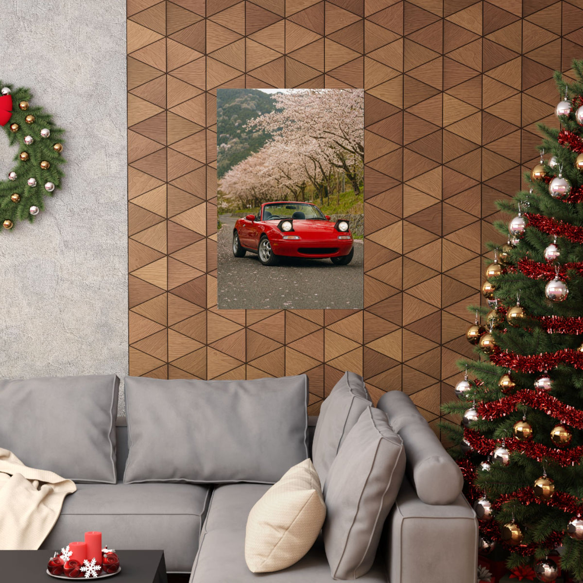Mazda Miata NA Poster — Cherry Blossom Road Photoreal JDM Wall Art