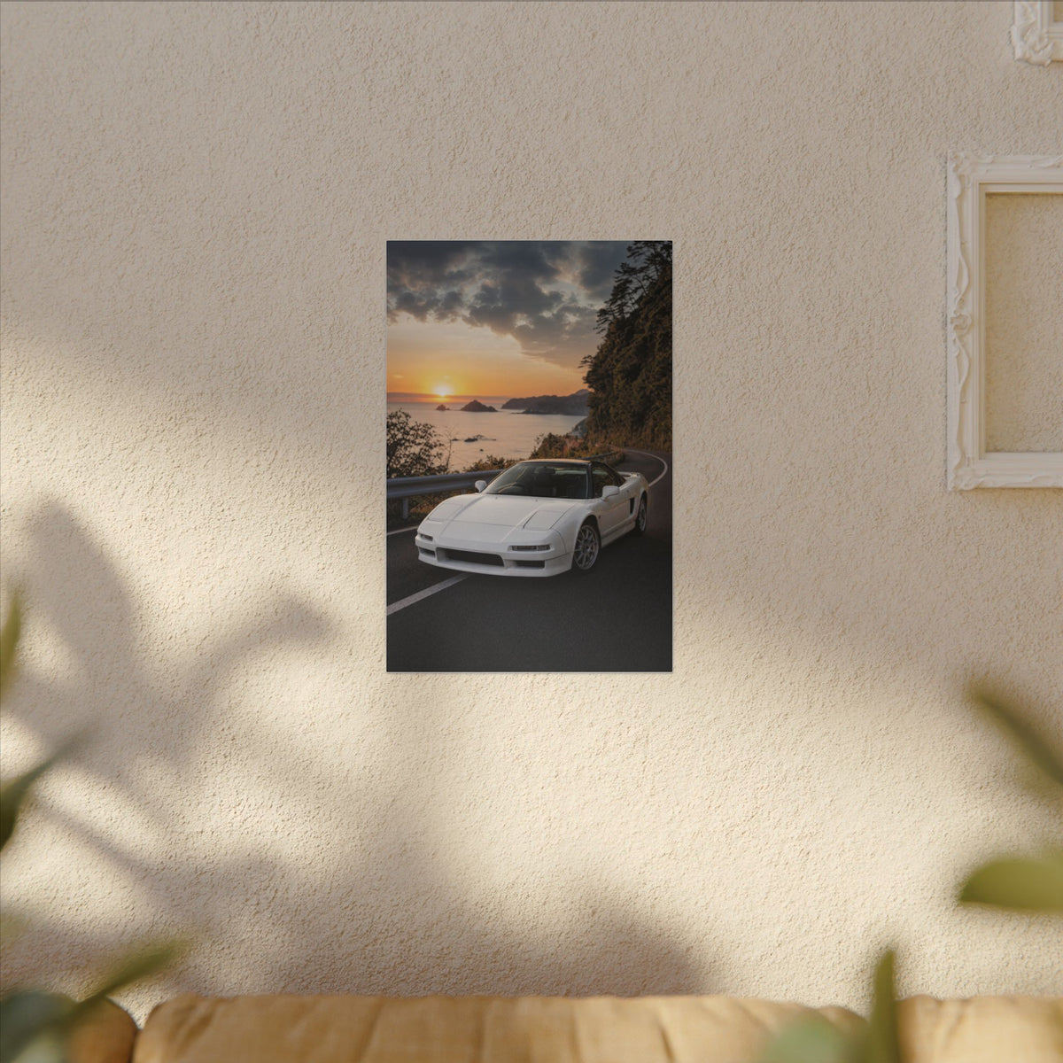 Honda NSX NA1 Canvas Wall Art — Coastal Sunset Photoreal JDM Car Art