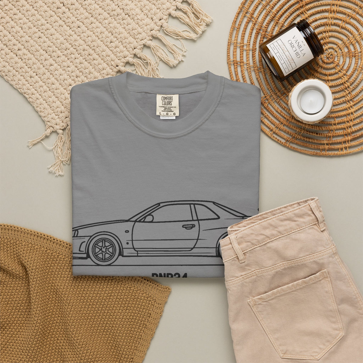 Nissan Skyline GT-R R34 T-Shirt — Line Art Outline JDM Shirt