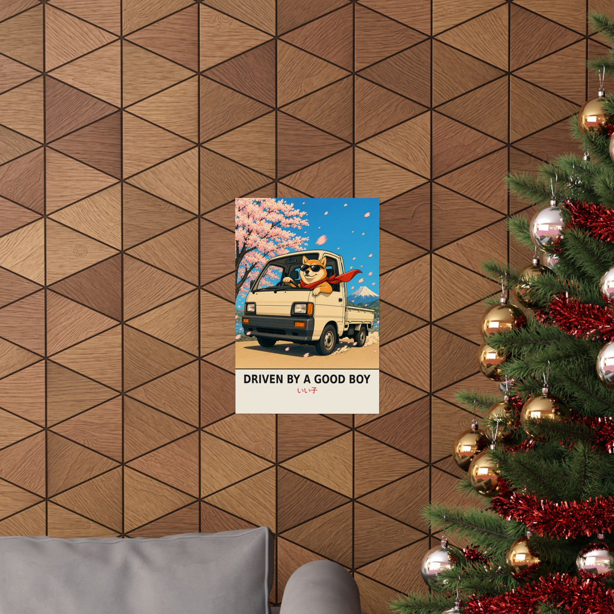 Funny Shiba Inu Kei Truck Poster — Driven by a Good Boy Wall Art