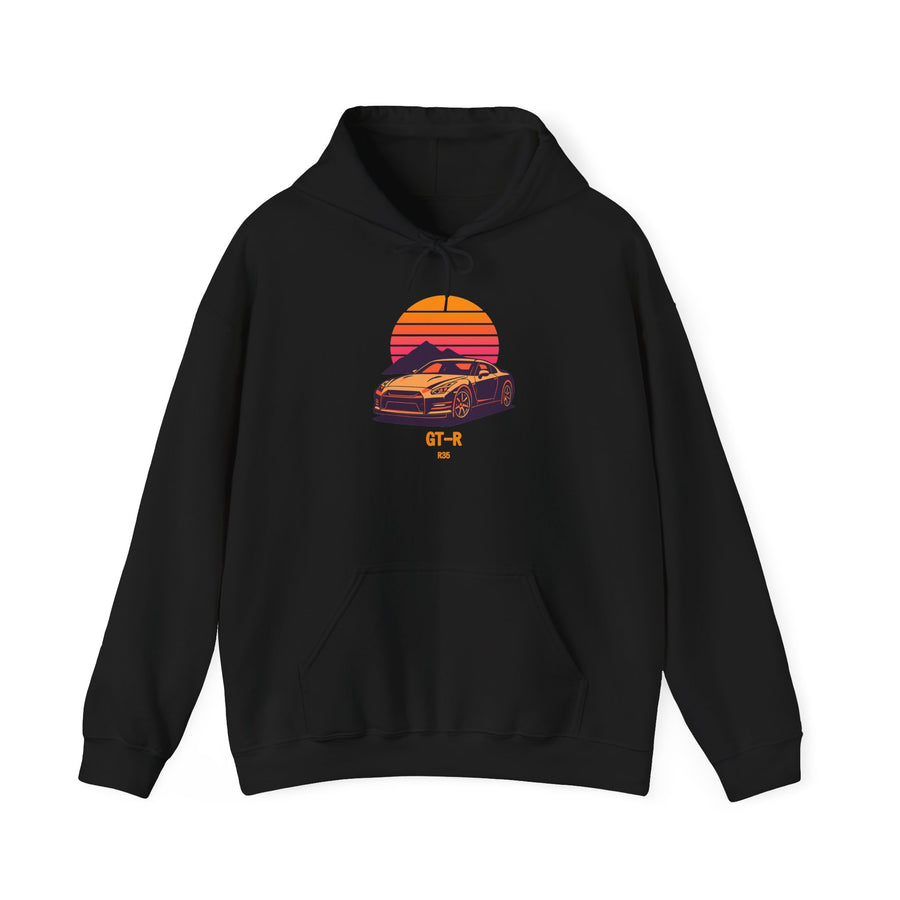 Nissan GT-R R35 Hoodie — Retro Sunset JDM Car Hoodie