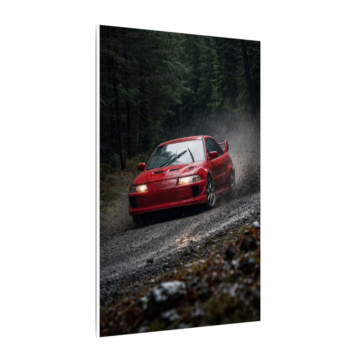 Mitsubishi Lancer Evolution VI Canvas Wall Art — Rally Stage Photoreal JDM Car Art