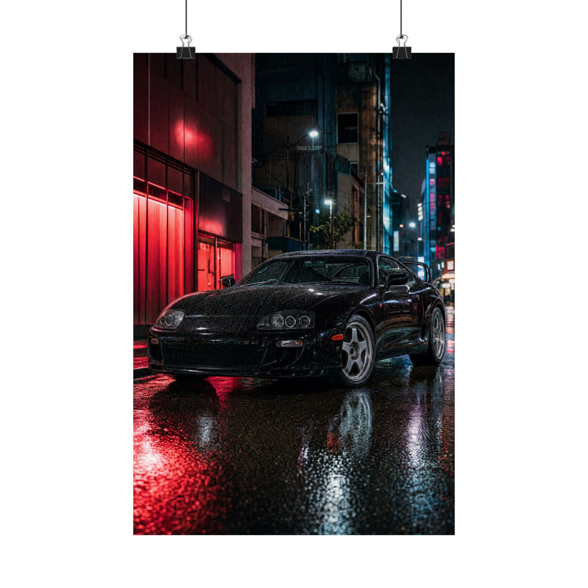 Toyota Supra MK4 Poster — Tokyo Night Rain Photoreal JDM Wall Art