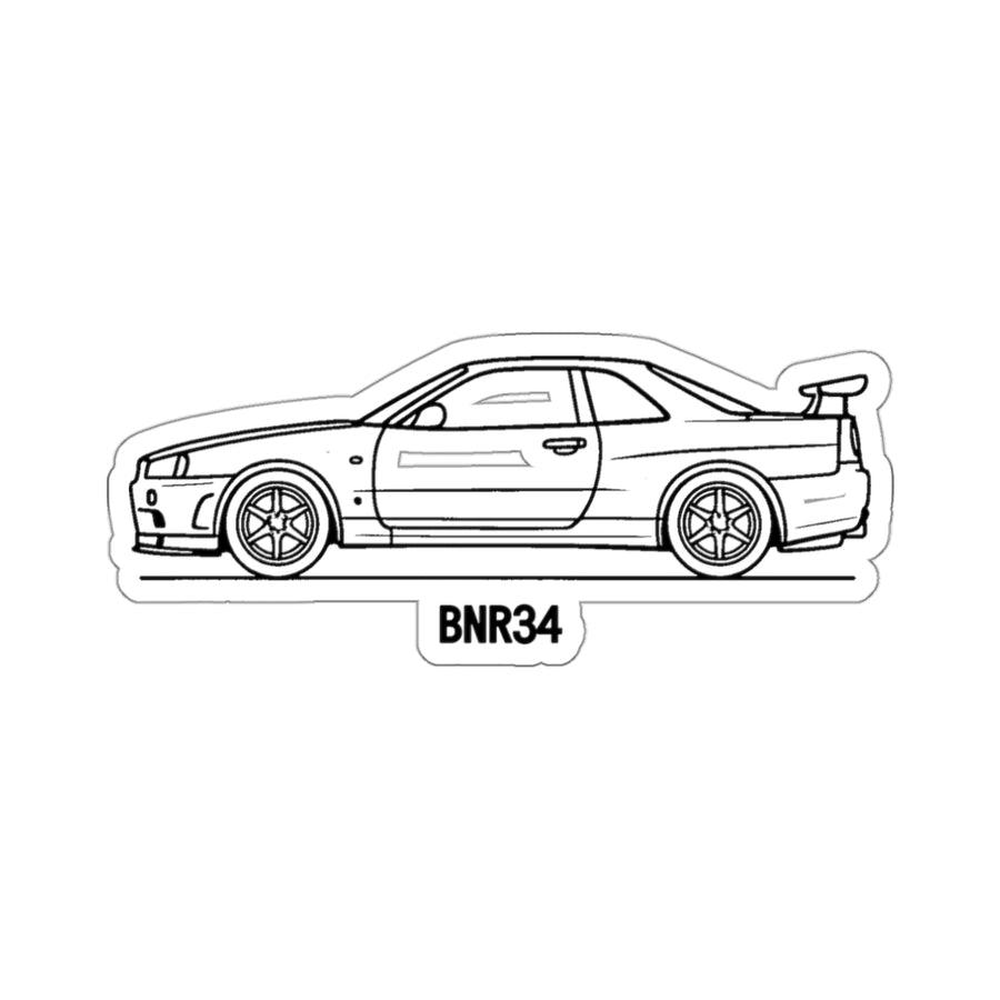 Nissan Skyline GT-R R34 Sticker — Line Art Outline JDM Vinyl Decal