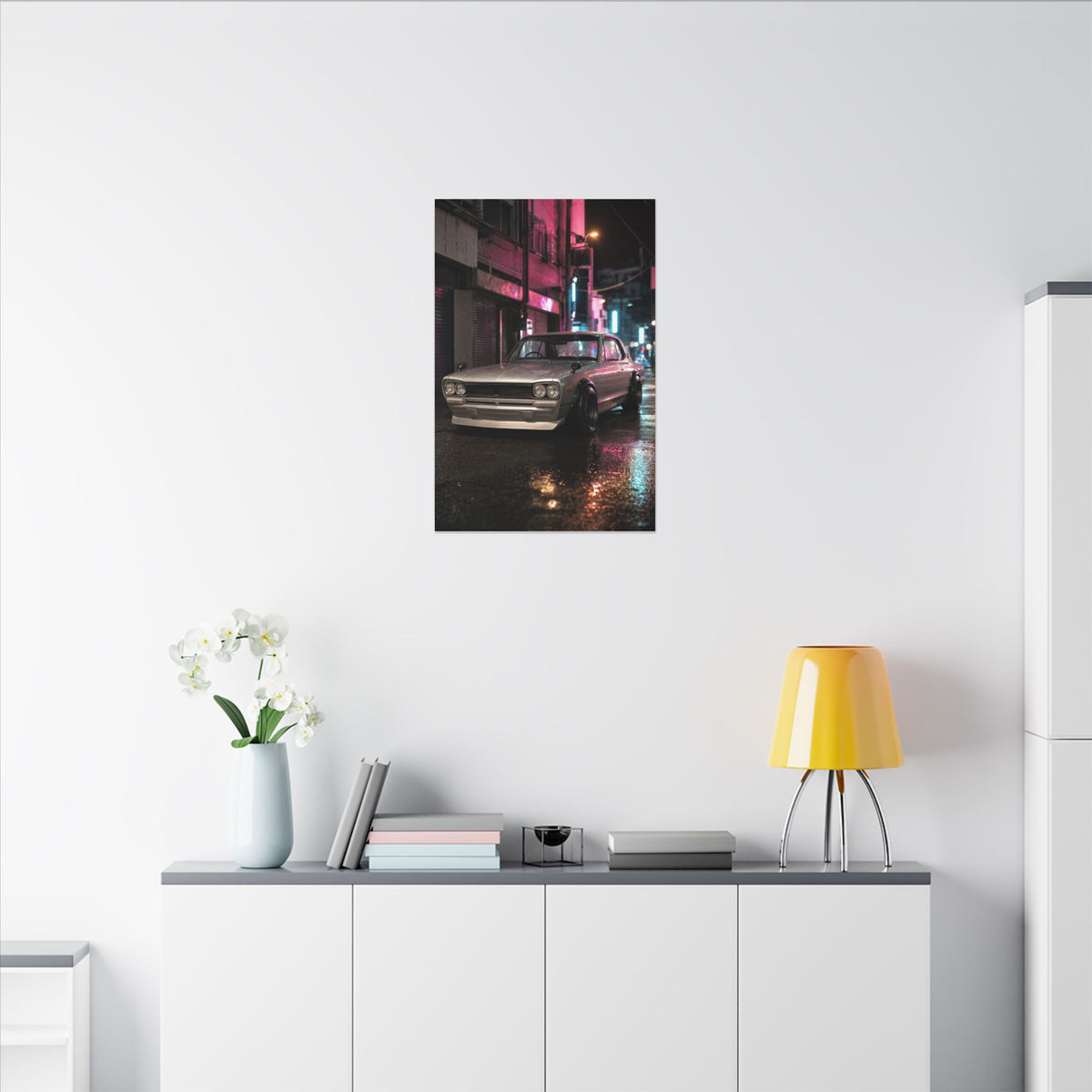 Nissan Skyline Hakosuka KPGC10 Canvas Wall Art — Neon Tokyo Photoreal JDM Car Art