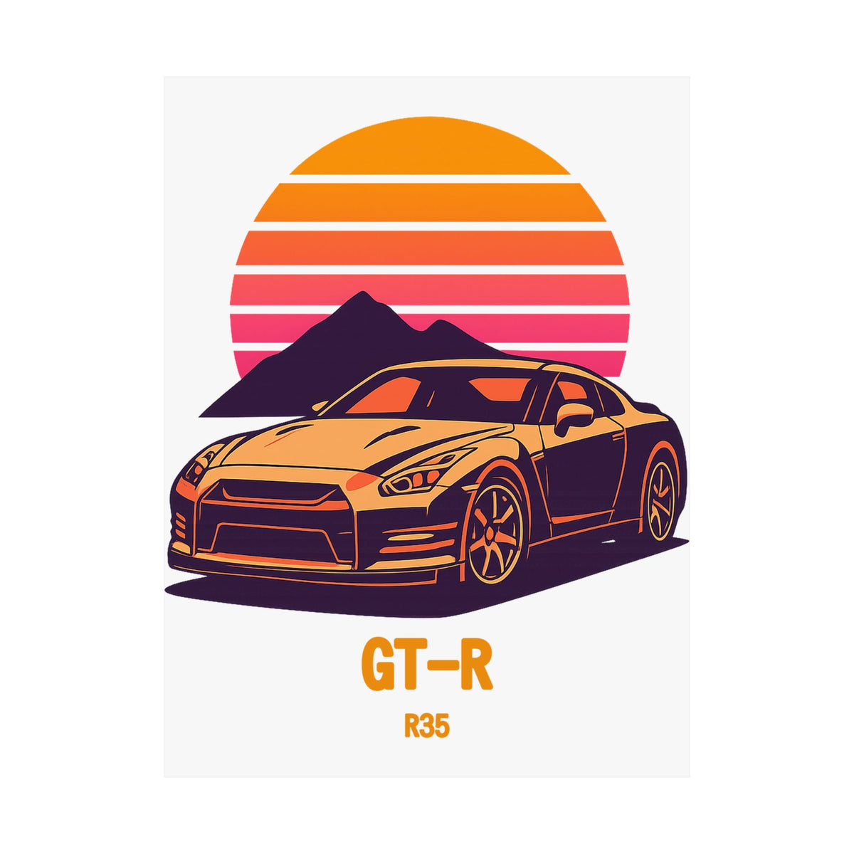 Nissan GT-R R35 Poster — Retro Sunset JDM Car Wall Art
