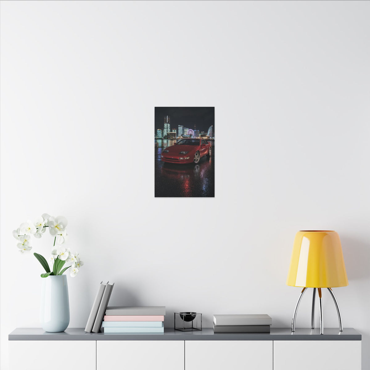 Nissan 300ZX Z32 Twin Turbo Canvas Wall Art — Yokohama Night Photoreal JDM Car Art