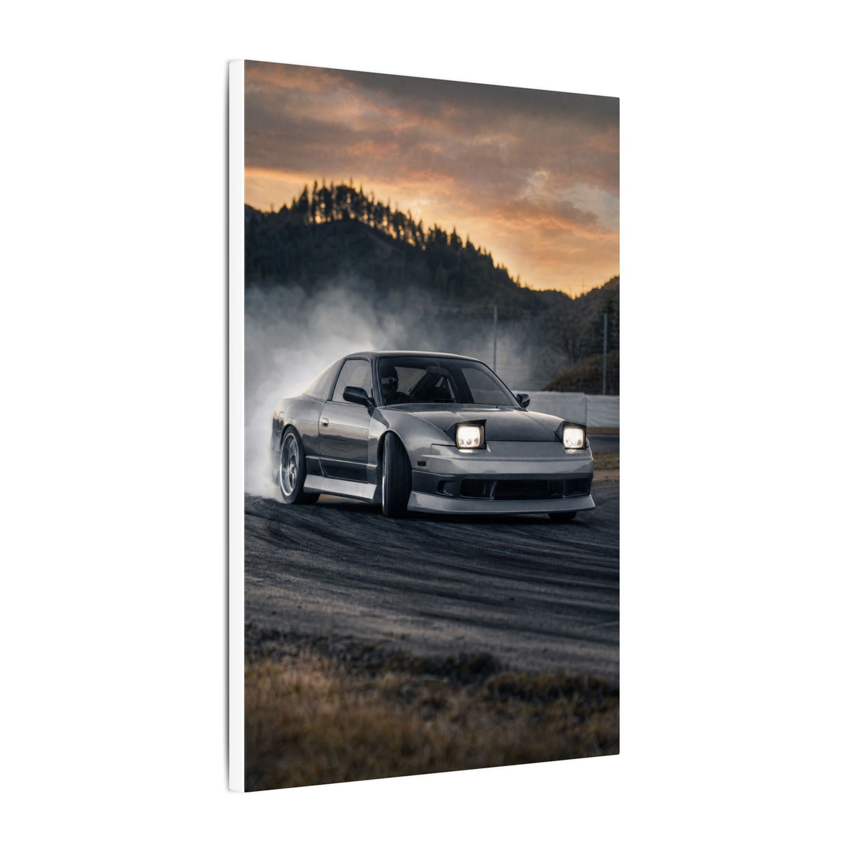 Nissan Silvia S13 Canvas Wall Art — Drift Smoke Photoreal JDM Car Art