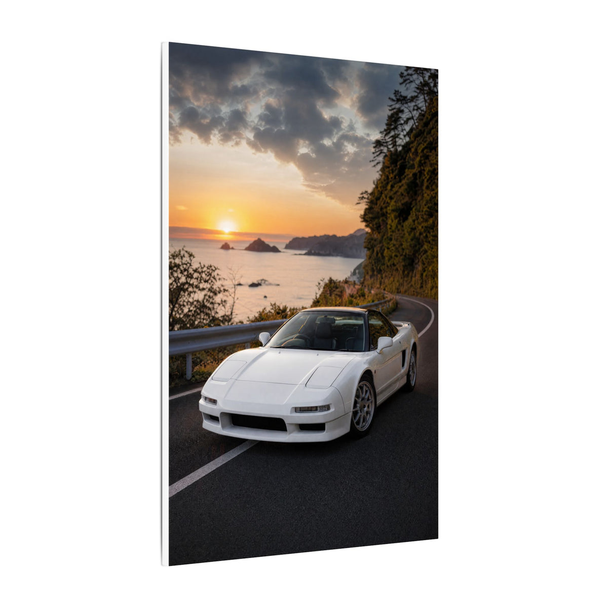 Honda NSX NA1 Canvas Wall Art — Coastal Sunset Photoreal JDM Car Art
