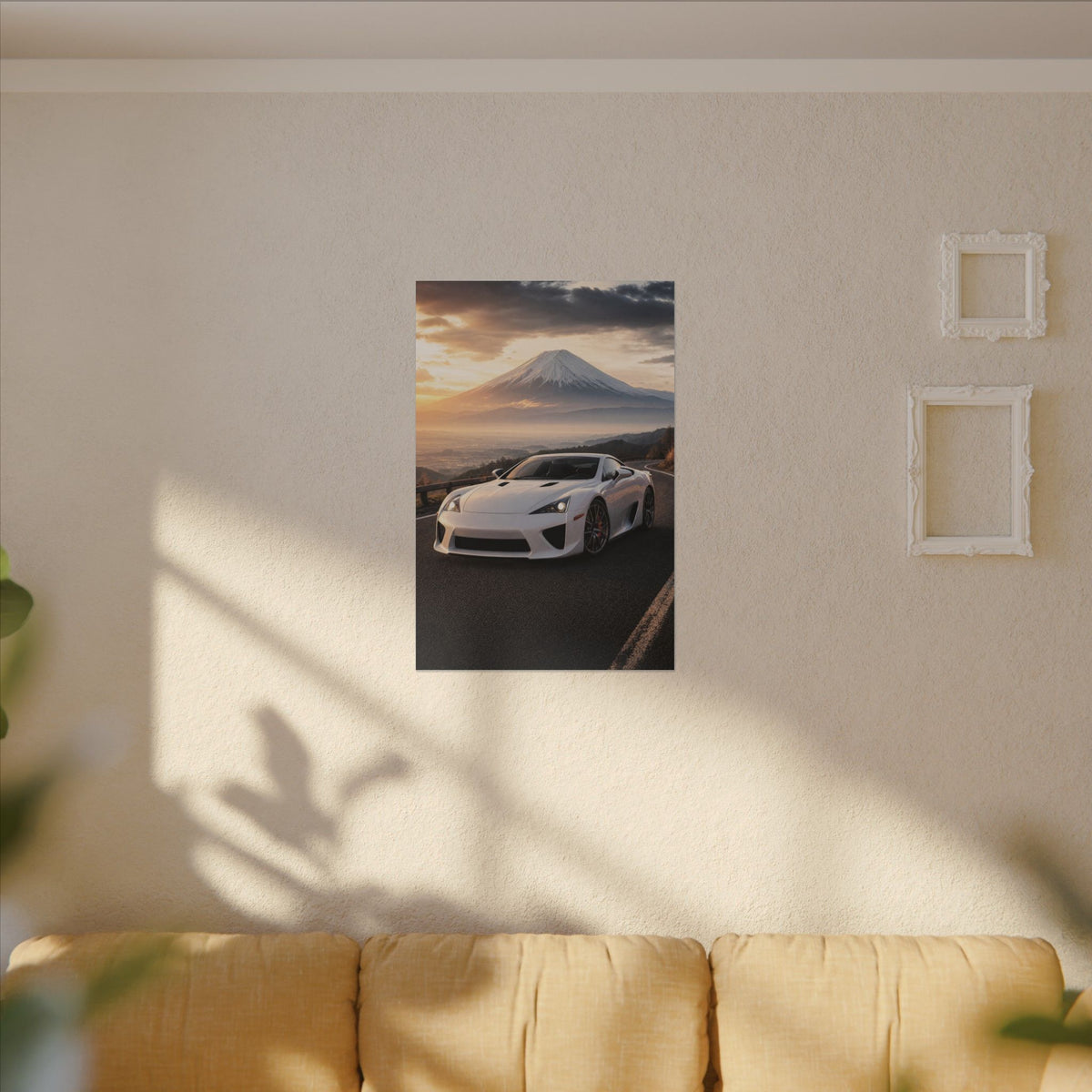 Lexus LFA Canvas Wall Art — Mt. Fuji Sunrise Photoreal JDM Supercar Wall Art