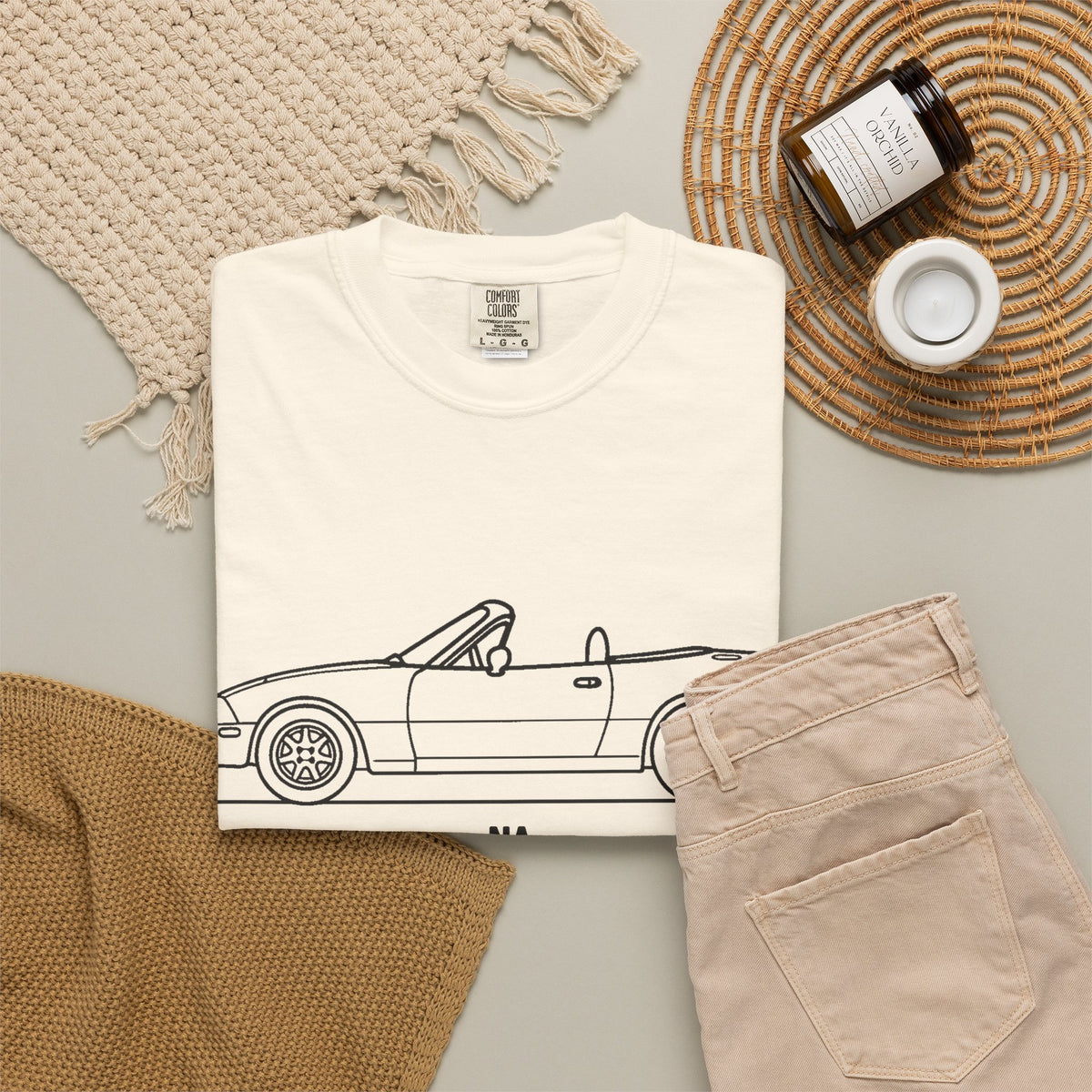 Mazda Miata NA T-Shirt — Line Art Outline JDM Shirt
