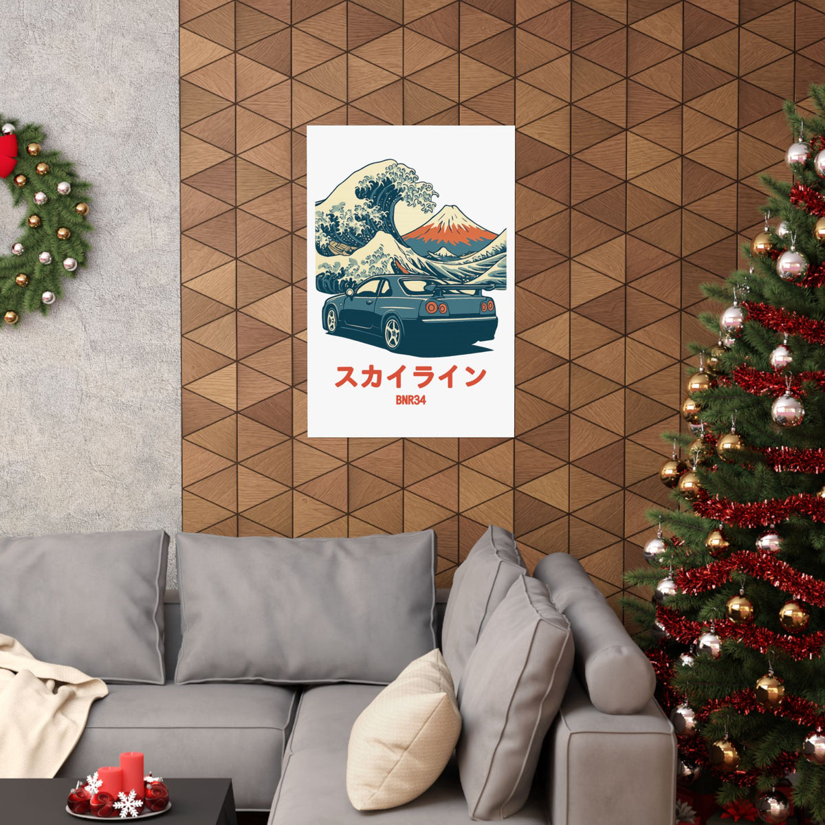 Nissan Skyline GT-R R34 Poster — Ukiyo-e Wave JDM Car Wall Art