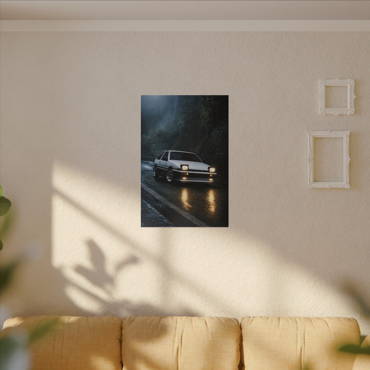 Toyota AE86 Trueno Canvas Wall Art — Midnight Mountain Pass Photoreal JDM Car Art
