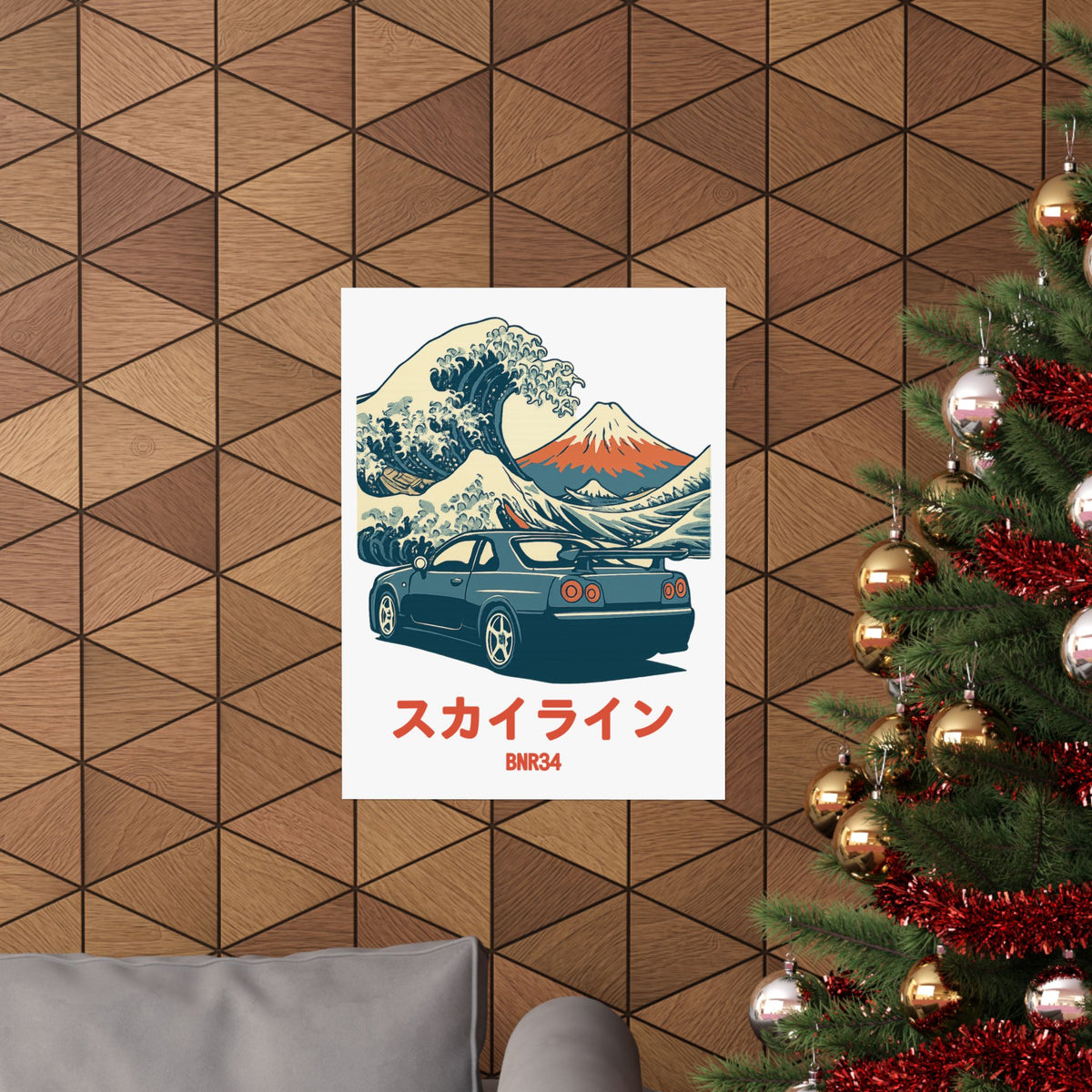 Nissan Skyline GT-R R34 Poster — Ukiyo-e Wave JDM Car Wall Art