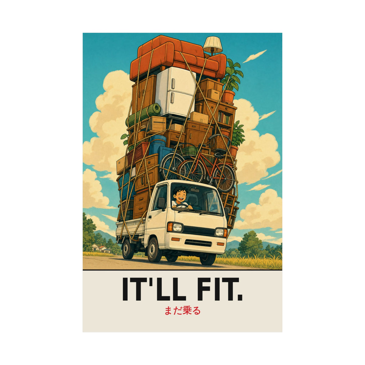Funny Kei Truck Poster — It'll Fit Overloaded Mini Truck Wall Art