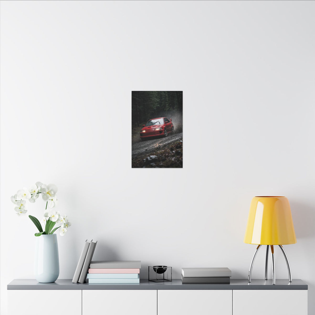 Mitsubishi Lancer Evolution VI Canvas Wall Art — Rally Stage Photoreal JDM Car Art