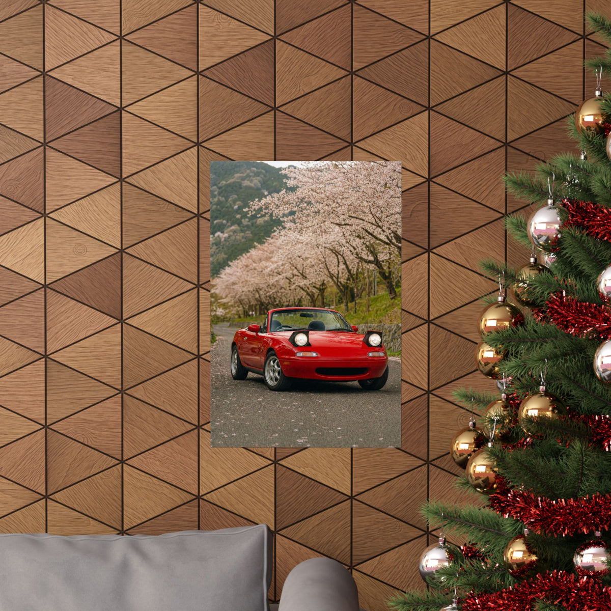 Mazda Miata NA Poster — Cherry Blossom Road Photoreal JDM Wall Art