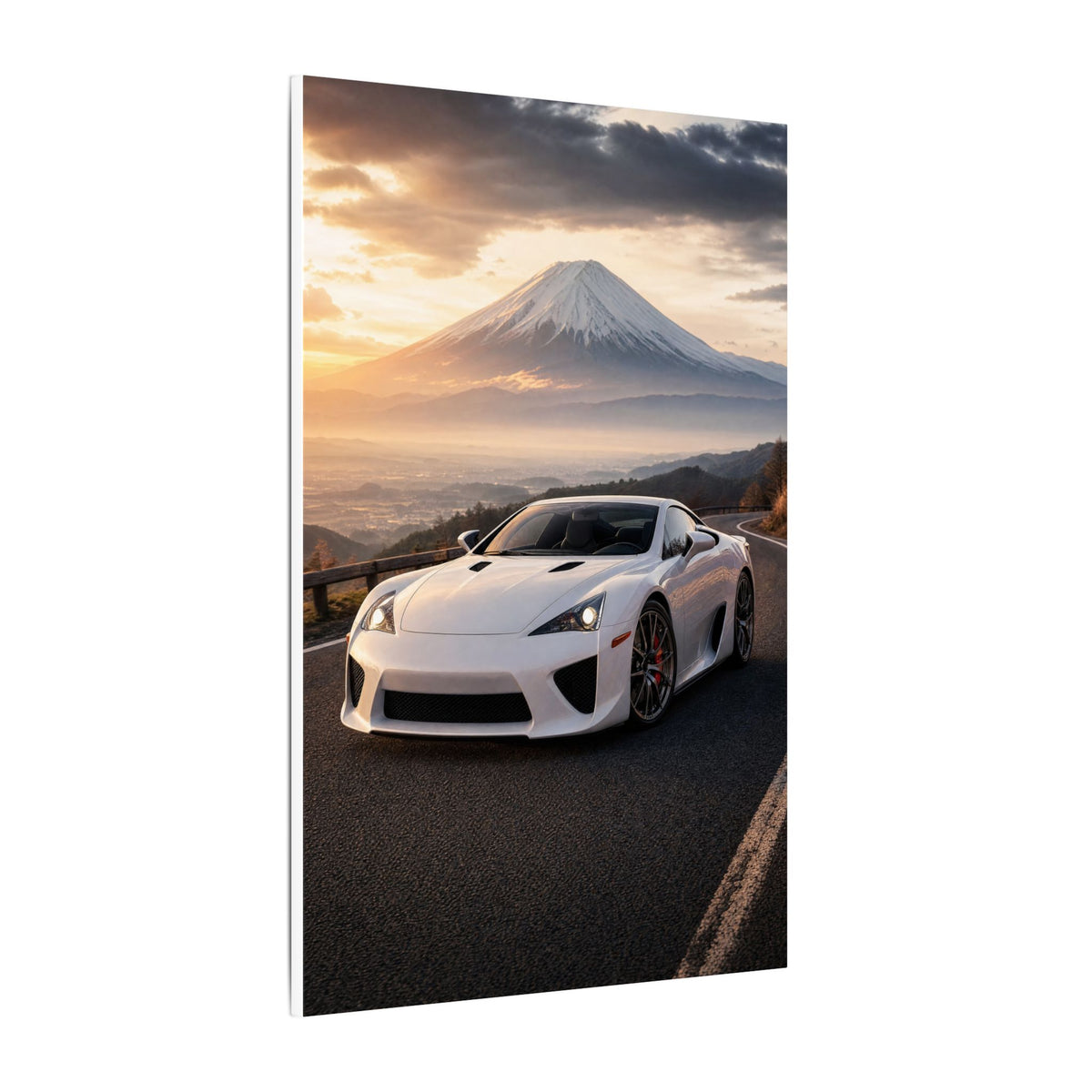 Lexus LFA Canvas Wall Art — Mt. Fuji Sunrise Photoreal JDM Supercar Wall Art