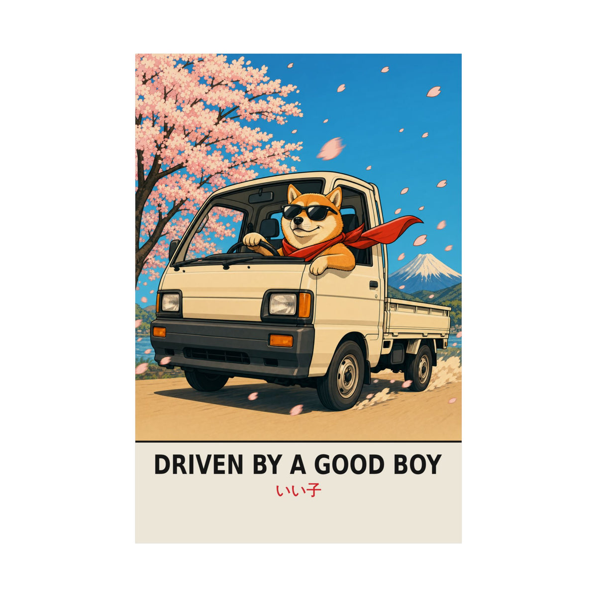 Funny Shiba Inu Kei Truck Poster — Driven by a Good Boy Wall Art