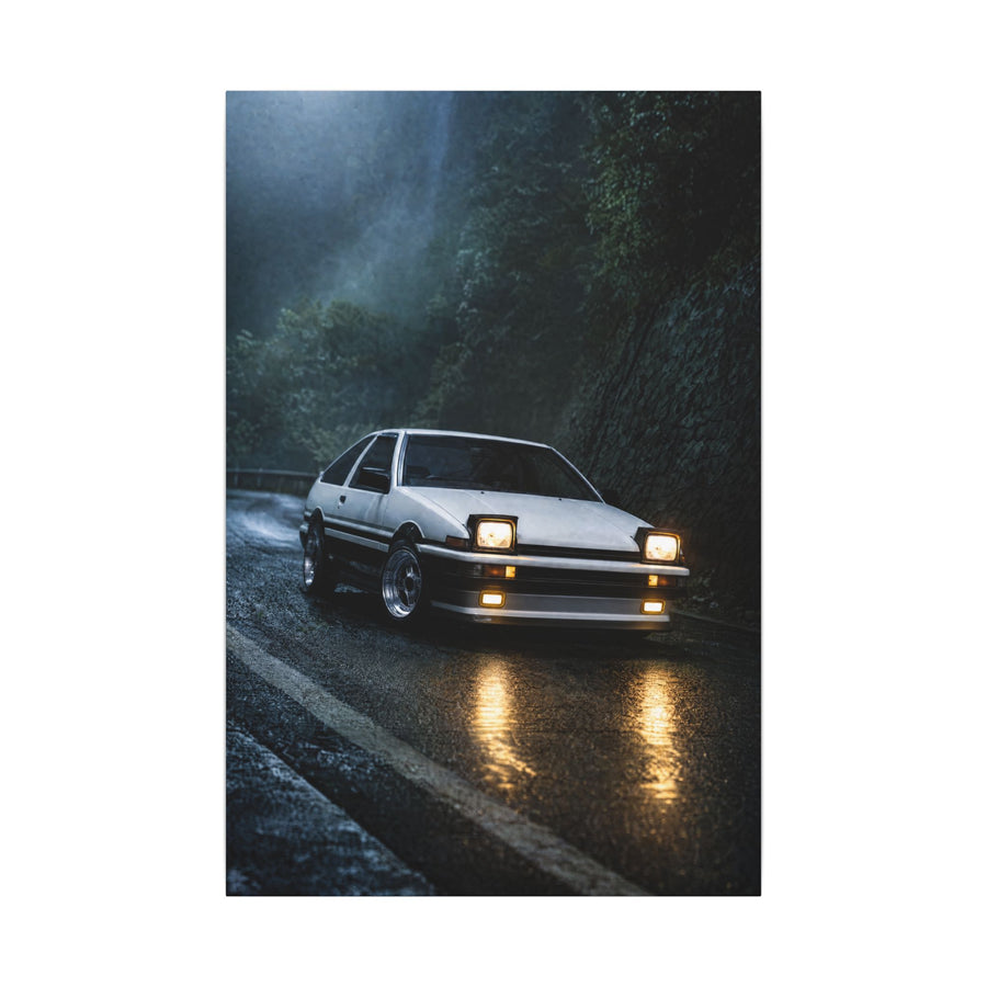 Toyota AE86 Trueno Canvas Wall Art — Midnight Mountain Pass Photoreal JDM Car Art